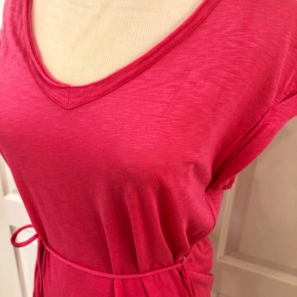 NWT Splendid V-Neck Tie-Front Jersey Maxi Dress Pink XS - Picture 4 of 7